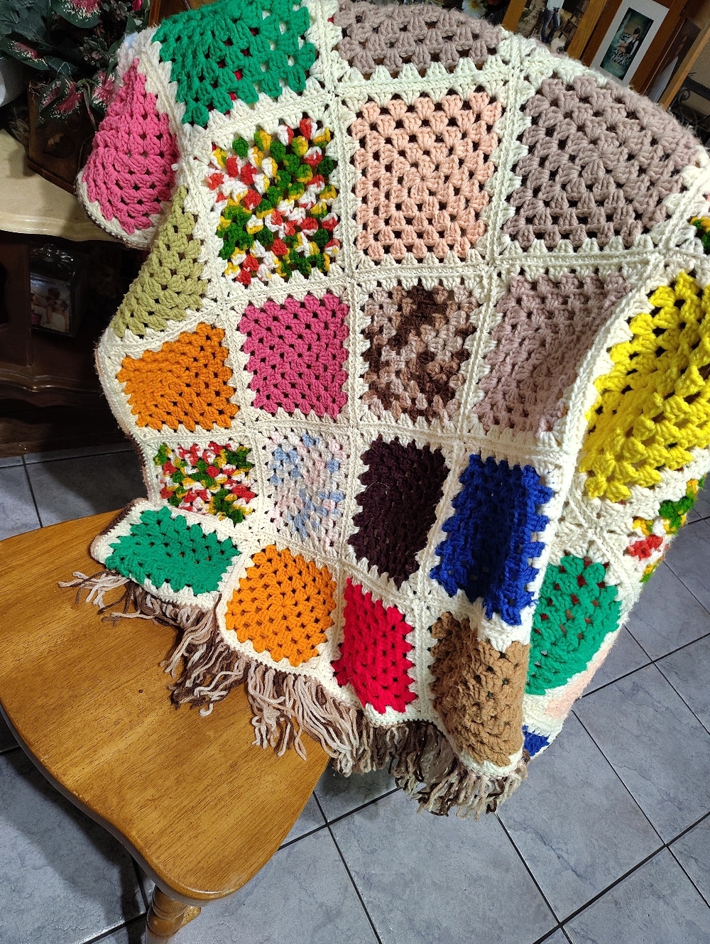 Classic granny square crochet afghan